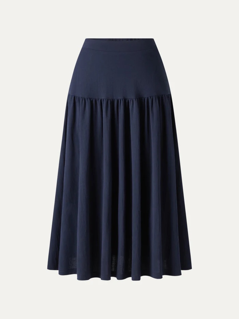 NWT OGL Cotton-Linen Gathered Midi Skirt with Pockets Smoky Navy Blue XS 0 2 $79 - Picture 6 of 9